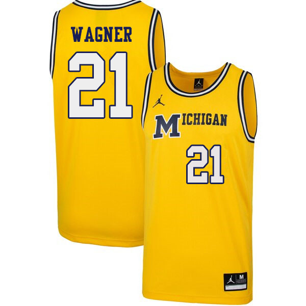 Men #21 Franz Wagner Michigan Wolverines 1989 Retro College Basketball Jerseys Sale-Yellow